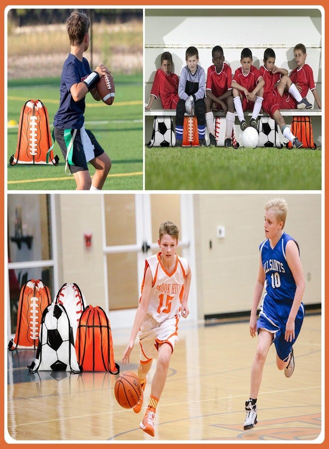 Dyrfolm 24 Pcs Sports Drawstring Bags, Sports Party Favors Goodie Bags for Soccer Baseball Basketball Football, Orange, 9.84 x 11.6 Inch - Image 4